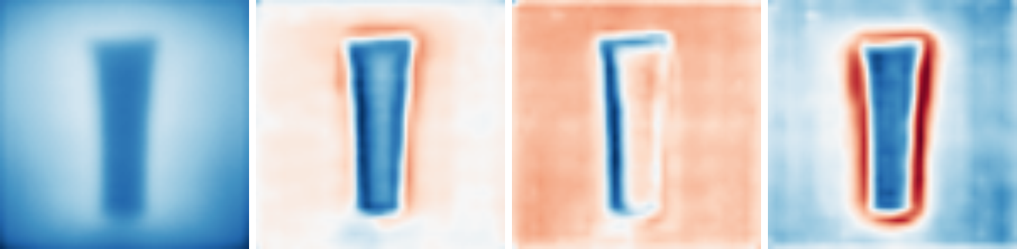 DA V2 refinenet3 channels for the shampoo tube: mass, contour, edges, orientation